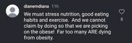 Instagram user's comment addressing Pottain's death